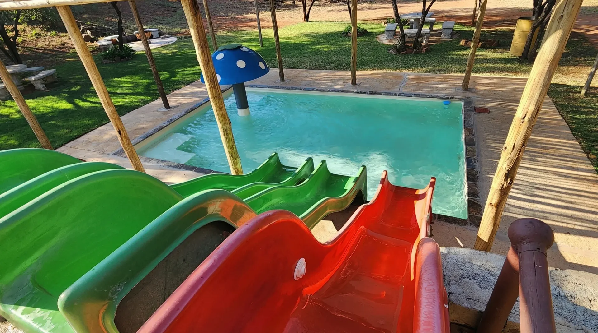 Kids swimming pool and water slide